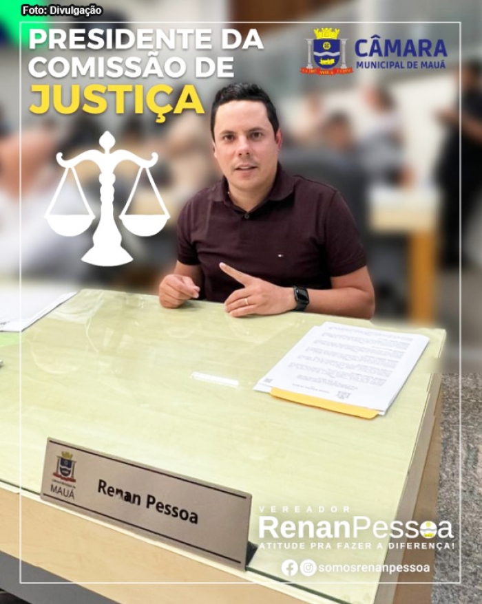 Vereador Renan Pessoa é eleito Presidente da Comissão de Justiça